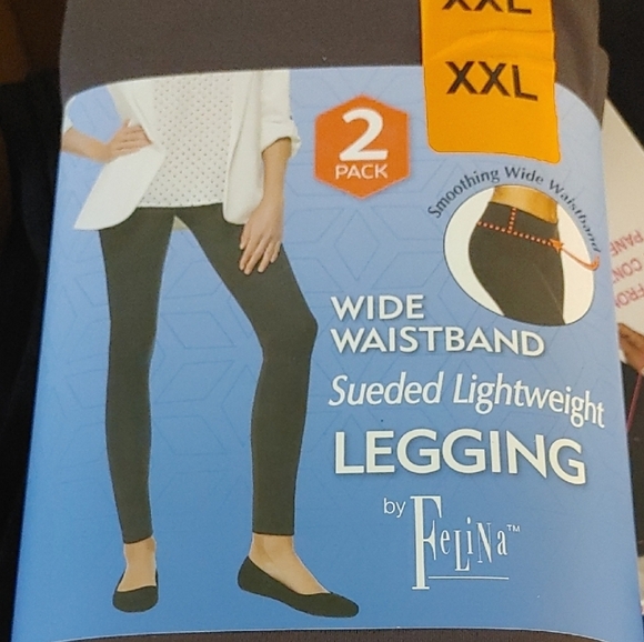 NWT Felina 2 Pack Wide Waistband Sueded Lightweight Legging Dark Gray XXL - Picture 1 of 2